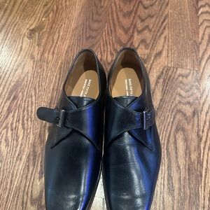 Men’s Saks Fifth Avenue Black Leather Dress Shoes Monk Strap Sz 9 NEW